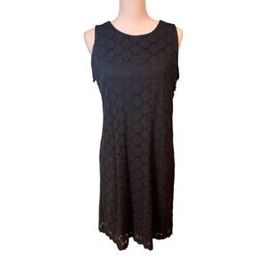 Ronni Nicole Dress Womens Size 6 Black Eyelet Embroidered Minimalist Whimsy Goth